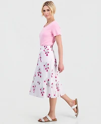Style & Co Petite Cotton Floral-Embroidered Midi Skirt, Macy's Exclusive