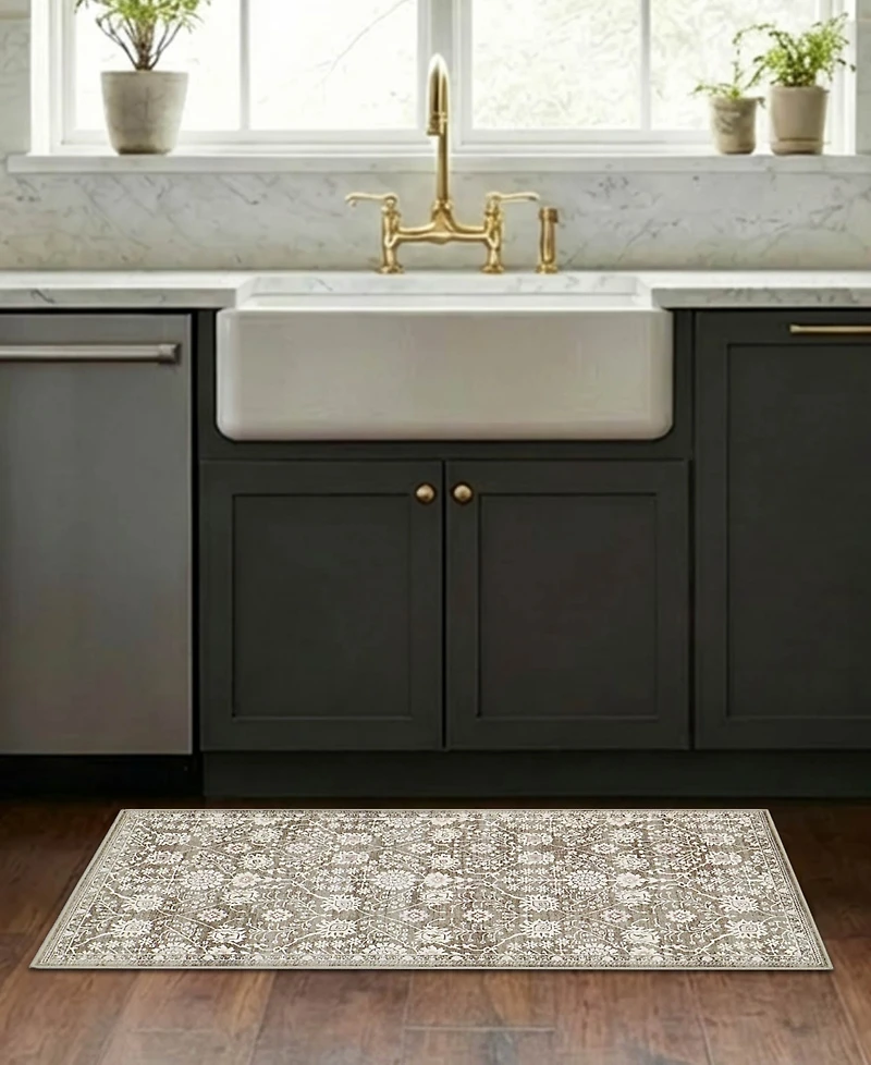Hunter Florence Washable Non-Slip Printed Chenille Accent Rug