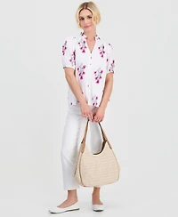 Style & Co Petite Floral-Print Puff-Sleeve Top, Macy's Exclusive