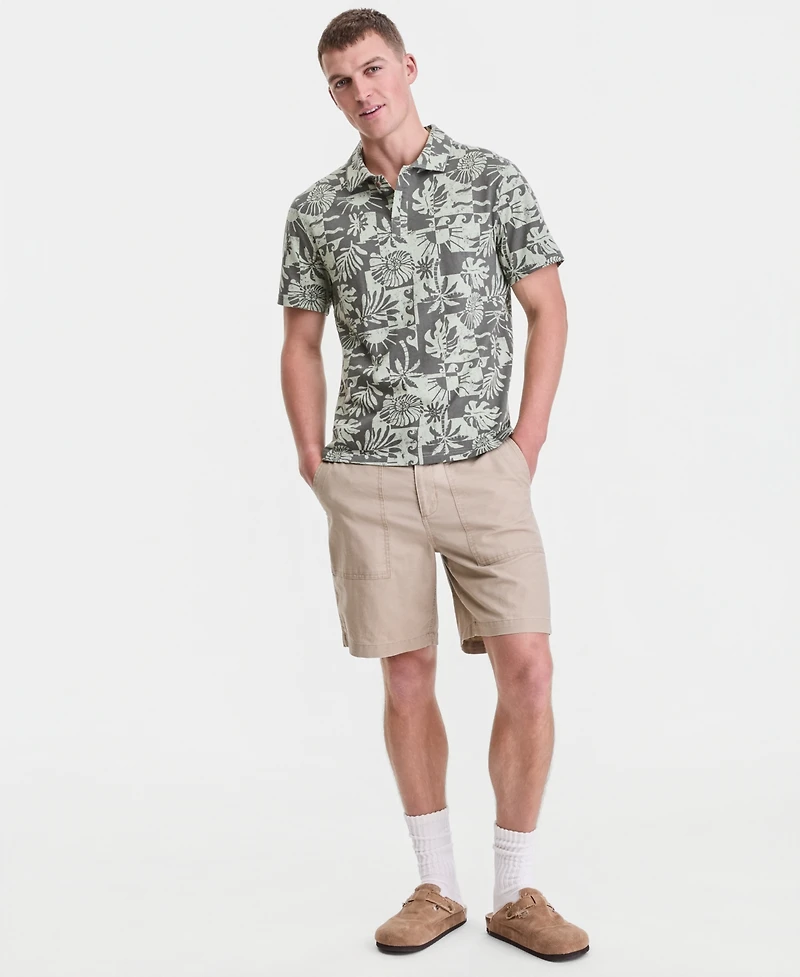 Sun + Stone Men's Cotton Palm-Print Polo Shirt, Macy's Exclusive