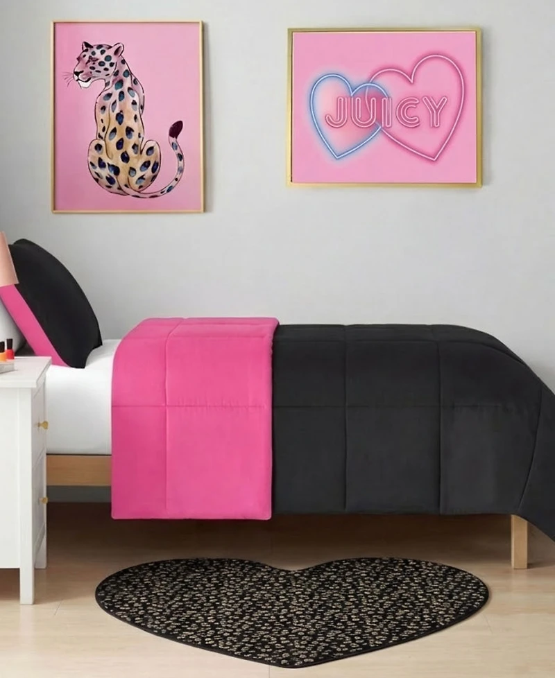 Juicy Couture Metallic Leopard Foil Print Shaped Heart Rug, 36" x