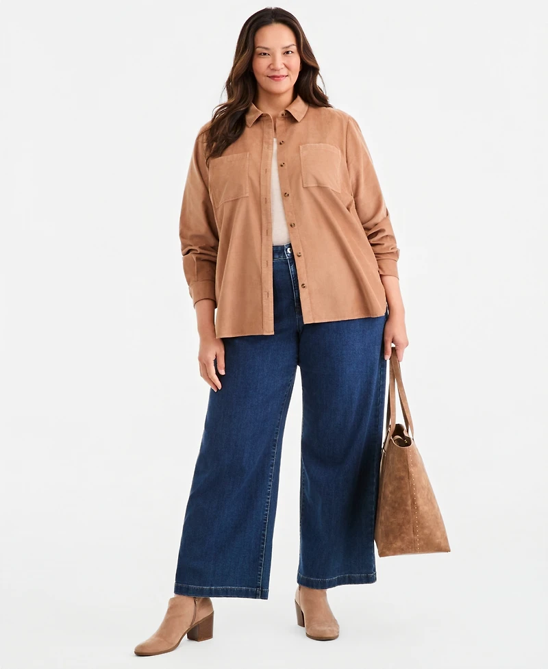 Style & Co Plus Long-Sleeve Corduroy Overshirt, Macy's Exclusive