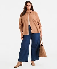 Style & Co Plus Long-Sleeve Corduroy Overshirt, Macy's Exclusive