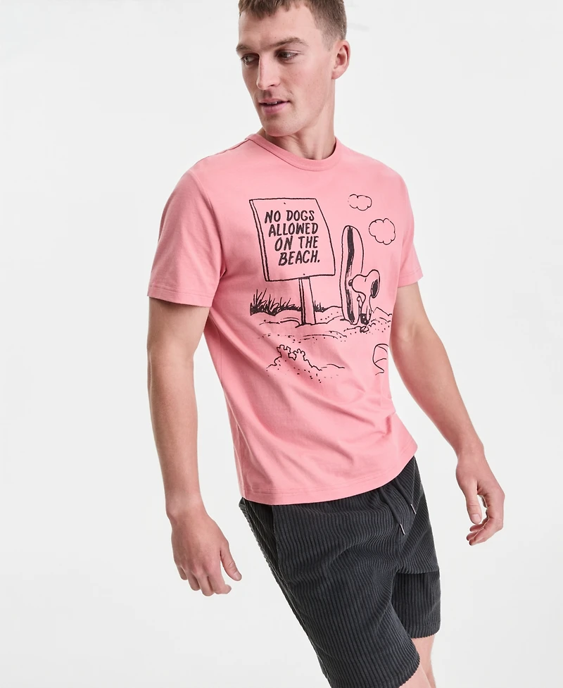 Sun + Stone Men's Cotton Beach Snoopy Graphic T-Shirt, Macy's Exclusive