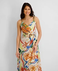 Siena Women's Printed V-Neck High-Low Dress