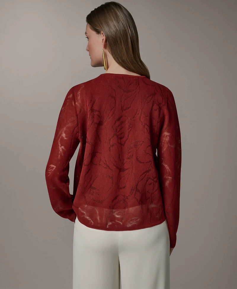 Donna Karan New York Women's Crewneck Novelty Cardigan