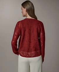 Donna Karan New York Women's Crewneck Novelty Cardigan