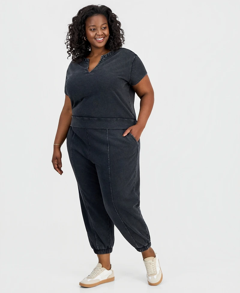 And Now This Trendy Plus Cropped French Terry Top