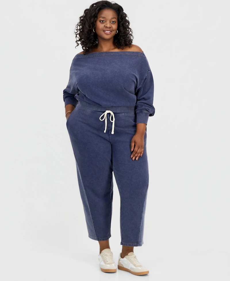 And Now This Trendy Plus French Terry Off-The-Shoulder Sweatshirt