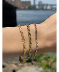 Suzy Levian Sterling Silver Oval-Cut Sapphire & Created White Tennis Bracelet