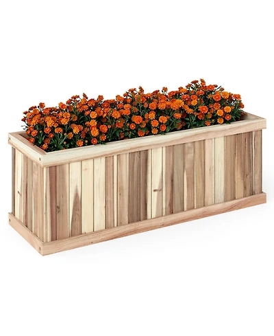 Sugift Acacia Wood Raised Garden Bed Rectangular Planter with Drainage