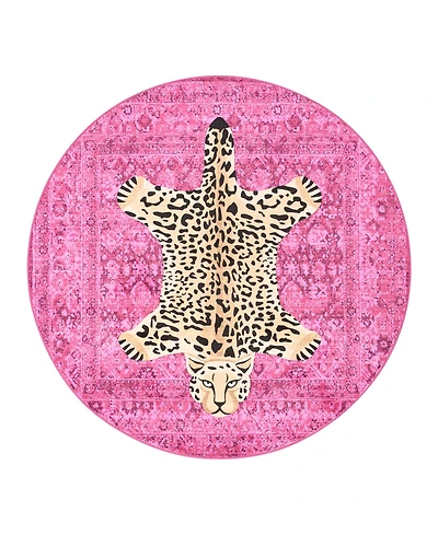 Juicy Couture Leopard Medallion Finely Soft Washable Round Accent Rug, 48" x