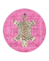 Juicy Couture Leopard Medallion Finely Soft Washable Round Accent Rug, 48" x