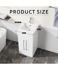 Sillysis White Freestanding Bathroom Vanity with Sink, Soft Close 2-Door Storage Cabinet for Small Modern Bathroom