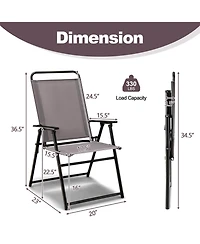 Slickblue Outdoor Folding Sling Chairs Set of 4 with Armrest and Backrest