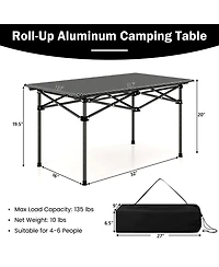 Slickblue Aluminum Camping Table for 4-6 People with Carry Bag-Black