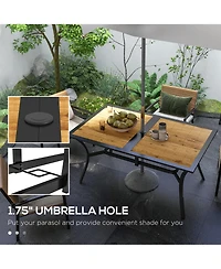 Outsunny Outdoor Dining Table with Umbrella Hole, Patio Dining Table, Brown