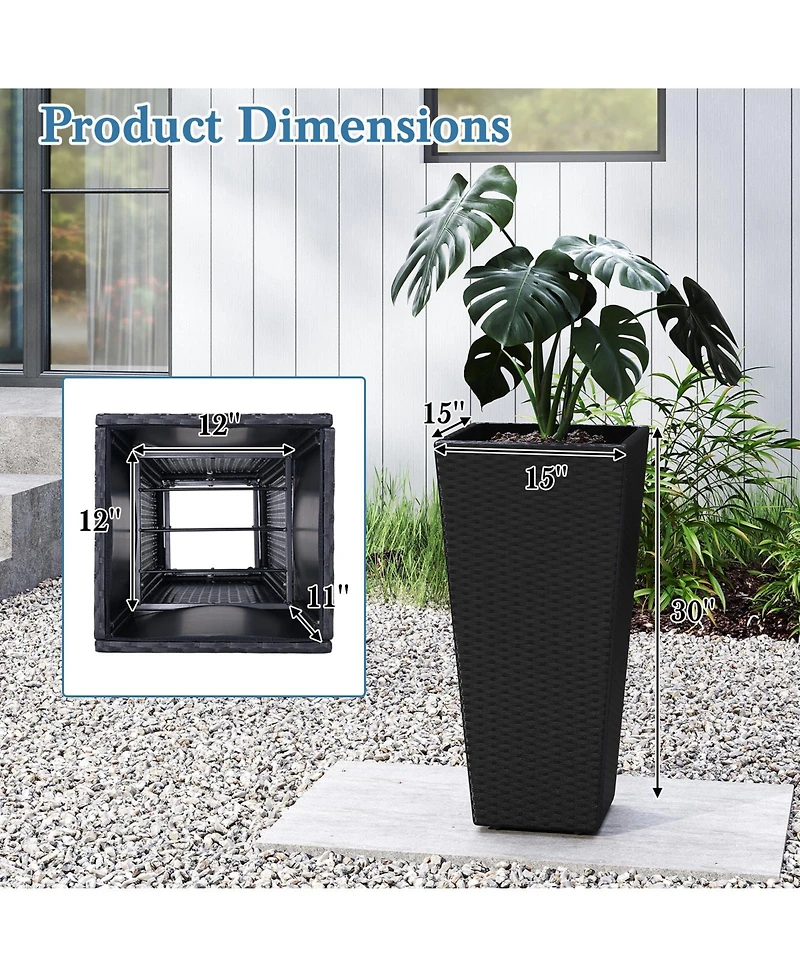 Sugift Set of 2 Tall Flower Pot with Open-ended Base