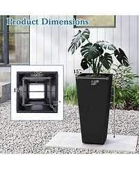 Sugift Set of 2 Tall Flower Pot with Open-ended Base