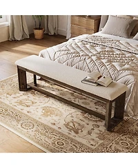 Tribesigns 63" Upholstered Bench, Solid Wood Entryway Shoe Bench with Cushion, Long Modern Farmhouse End of Bed Bench