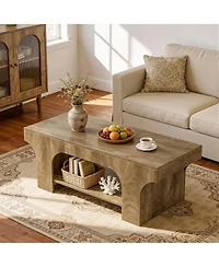 Tribesigns 47.24" Coffee Table, 2-Tier Simple Rectangle Center Table for Living Room, Farmhouse Wooden Accent Cocktail Tea Table
