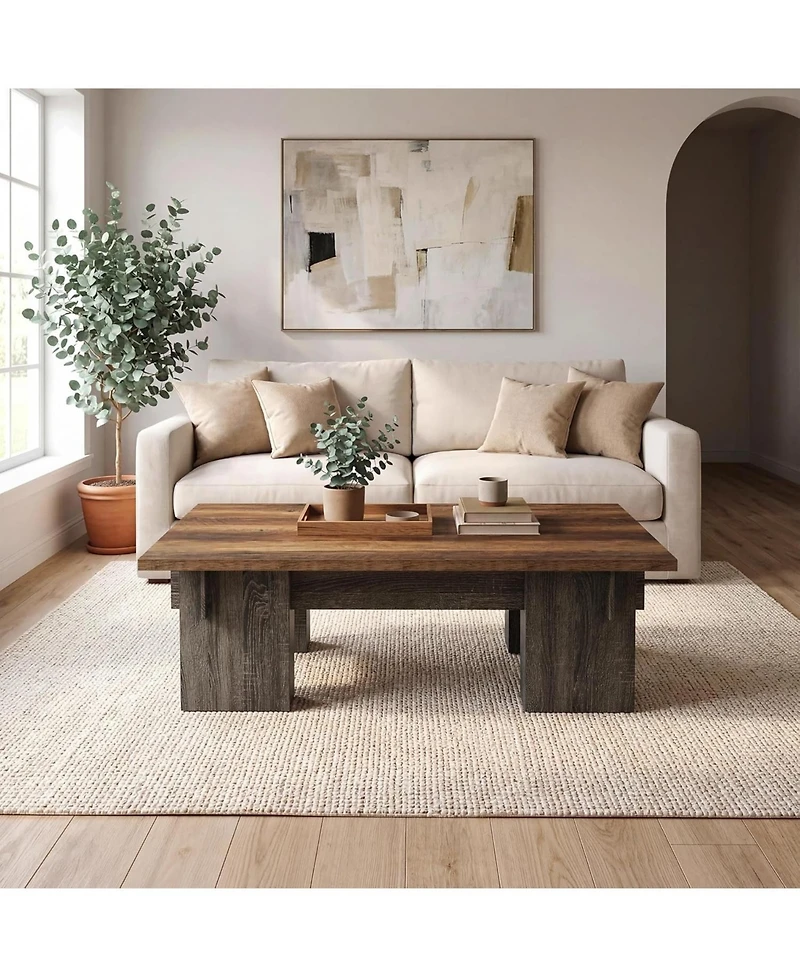 Tribesigns 55" Rectangle Coffee Table, Farmhouse Style Cocktail Table, Modern Center Table