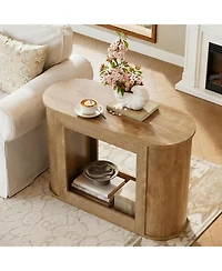 Tribesigns Farmhouse Side Table, 2-Tier Narrow End Table with Storage Shelf for Living Room, Rustic Wooden Bedside Nightstand