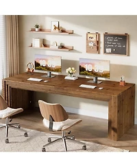 Tribesigns 78.7'' Solid Wood Double Desk, Extra Long Computer Writing Table, Two Person Desk