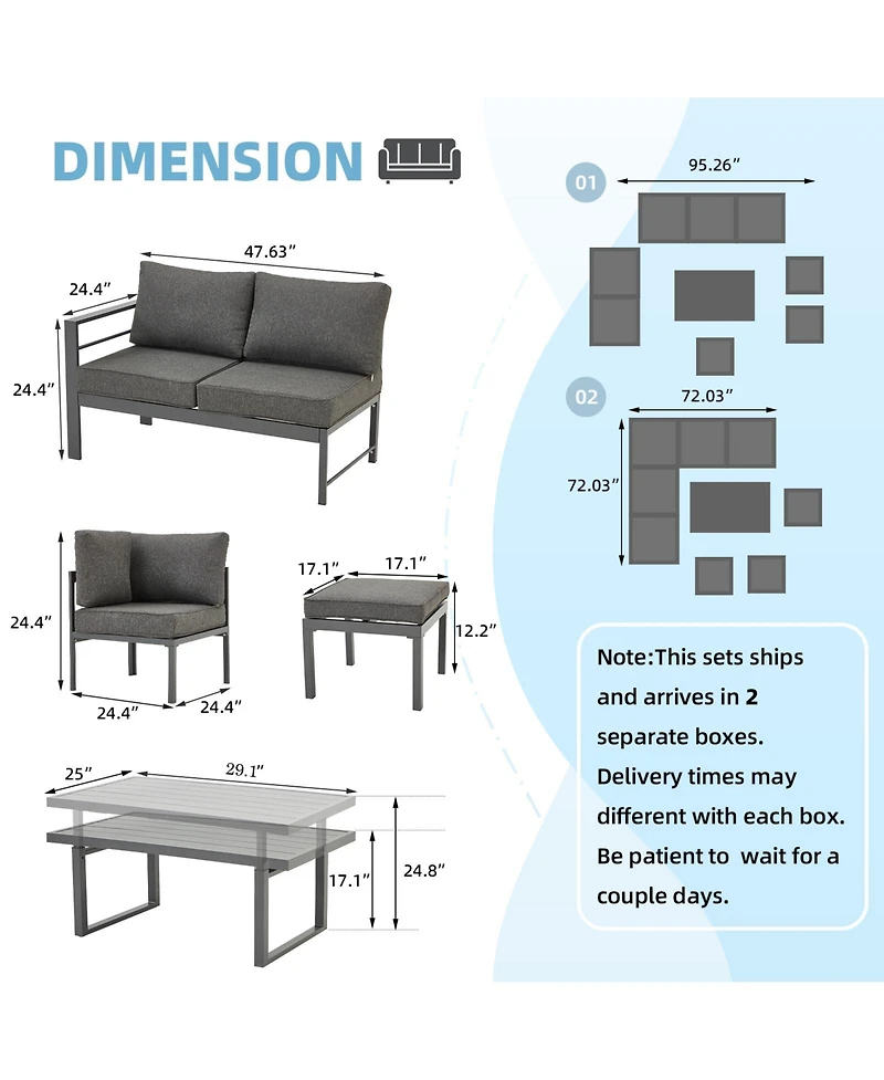 Aecojoy Aluminum Patio Furniture Set with Table and Chair