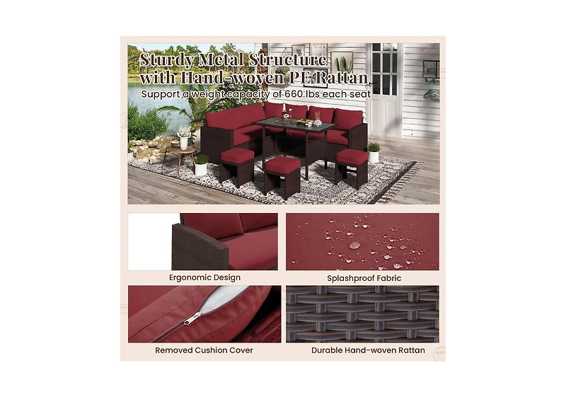 Aecojoy 7 Pieces Outdoor Wicker Rattan Furniture Set