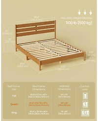 Slickblue Platform Bed Frame with Led Headboard Charging Ports