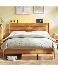 Slickblue Platform Bed Frame with Led Headboard Charging Ports
