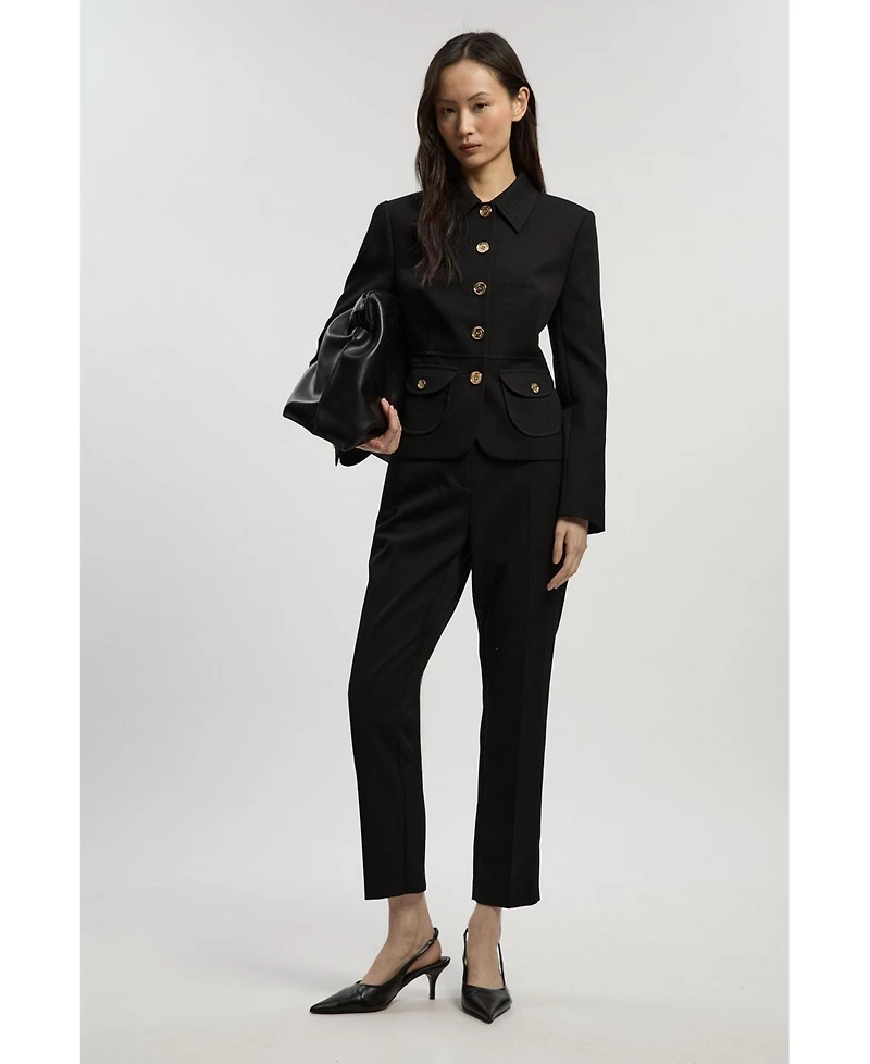 Karen Millen Women's Textured Compact Stretch Tailored Jacket