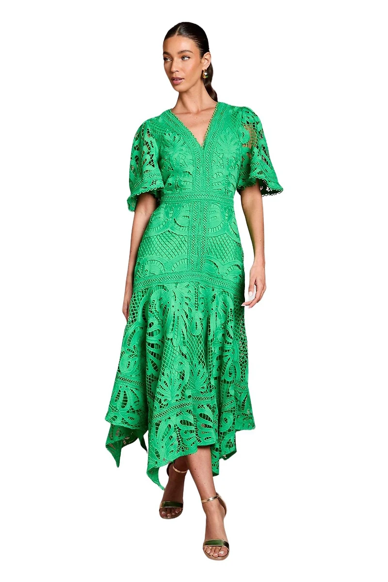 Coast Women's Placement Lace Hanky Hem Dress