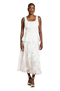 Coast Women's Peplum Hem Button Down Lace Midi Dress