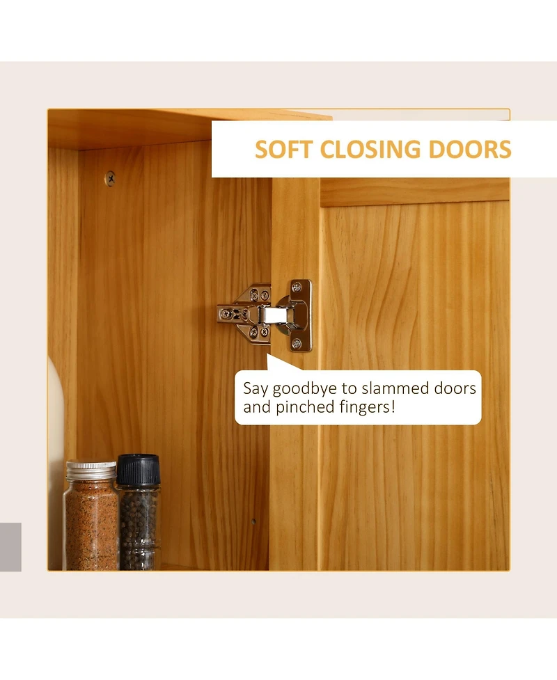 Homcom 67" Pinewood Kitchen Pantry Storage Cabinet with 2 Doors, Brown