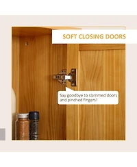 Homcom 67" Pinewood Kitchen Pantry Storage Cabinet with 2 Doors, Brown