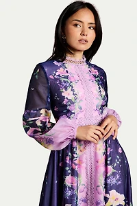 Coast Women's Organza Lace Trim Midi Dress