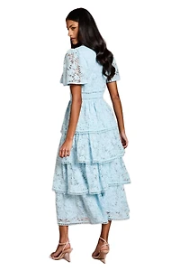 Coast Women's Flutter Sleeve Tiered Midi Dress