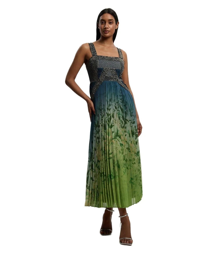 Karen Millen Women's Embellished Pleated Maxi Dress