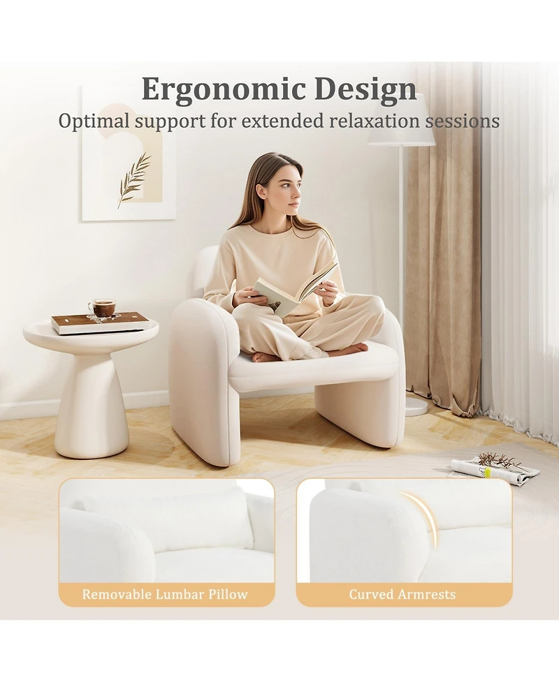 Slickblue Upholstered Accent Chair with Lumbar Pillow and Armrests for Living Room Bedroom