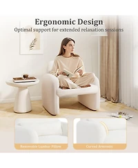 Slickblue Upholstered Accent Chair with Lumbar Pillow and Armrests for Living Room Bedroom