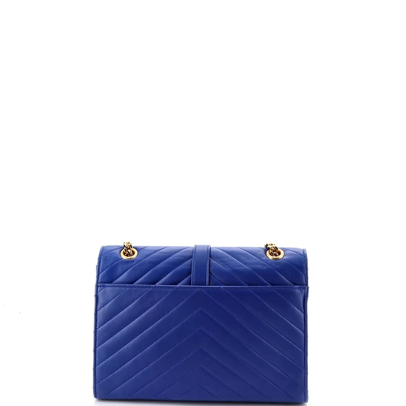 Pre-Owned Saint Laurent Medium Classic Monogram Envelope Satchel Matelasse Chevron Leather