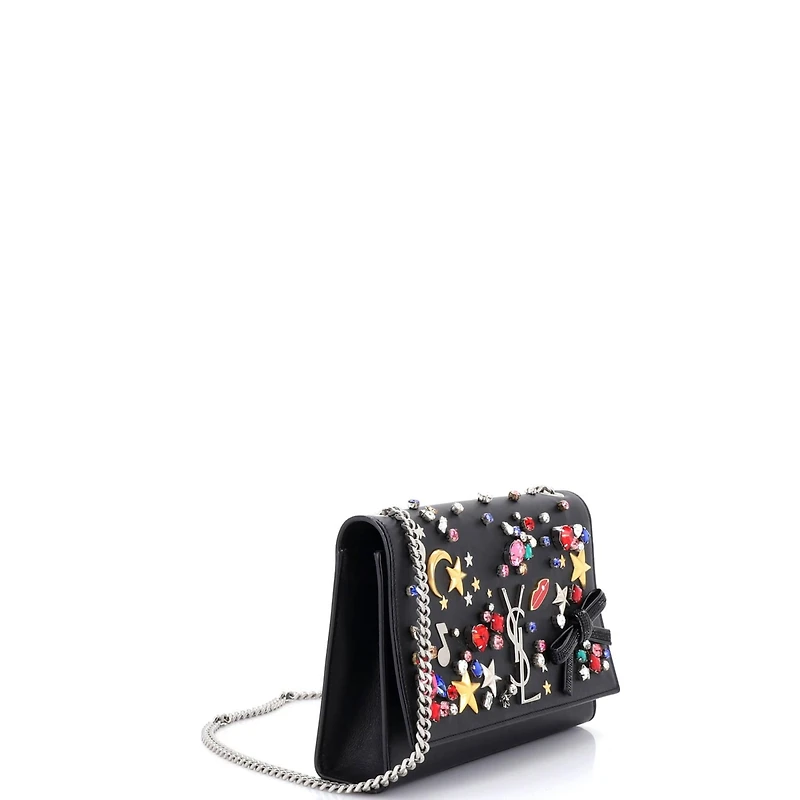 Pre-Owned Saint Laurent Medium Classic Monogram Crossbody Bag Embellished Leather