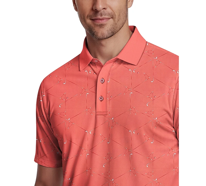 Pga Tour Men's Novelty Print Short-Sleeve Polo Shirt