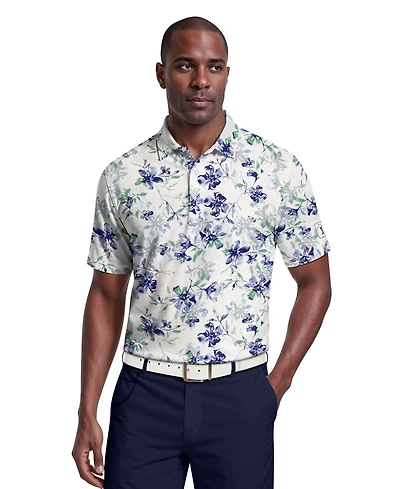 Pga Tour Men's Tie Dye Floral Print Golf Polo Shirt