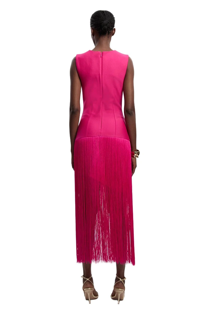 Karen Millen Women's Form Fit Bandage Tassel Hem Mini Dress