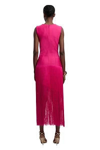 Karen Millen Women's Form Fit Bandage Tassel Hem Mini Dress