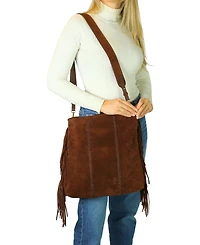 Large Fringe Suede Crossbody Messenger