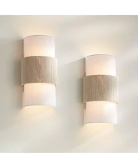 360 Lighting Cabo 14 1/2" Linen and Rope 2-Light Wall Sconce Set of 2
